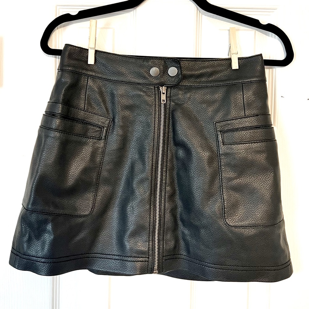 Faux Leather Moto Skirt
